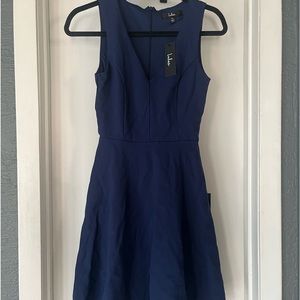 Lulus Bon Appetit Navy Blue Skater Dress